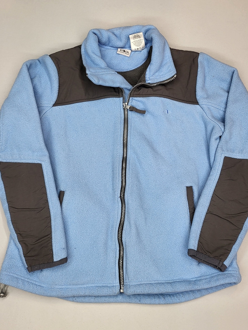 Athletic Works Light Blue Fleece Utility Jacket with Dark Brown Panels